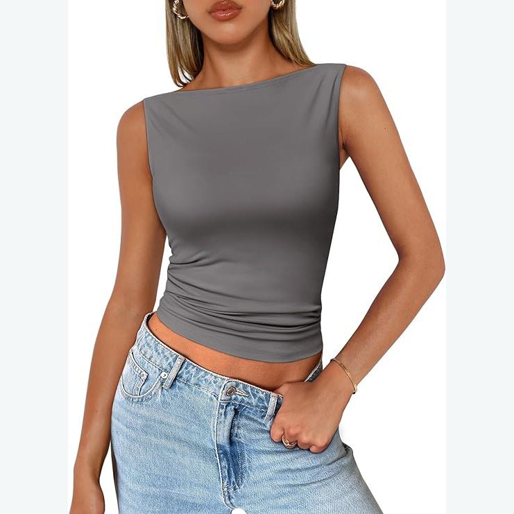 Vêtements pour femmes, pulls, bretelles, sans manches, vêtements d'extérieur, col carré, gilet, vêtements d'intérieur féminins, haut Dopamine_voghion.com