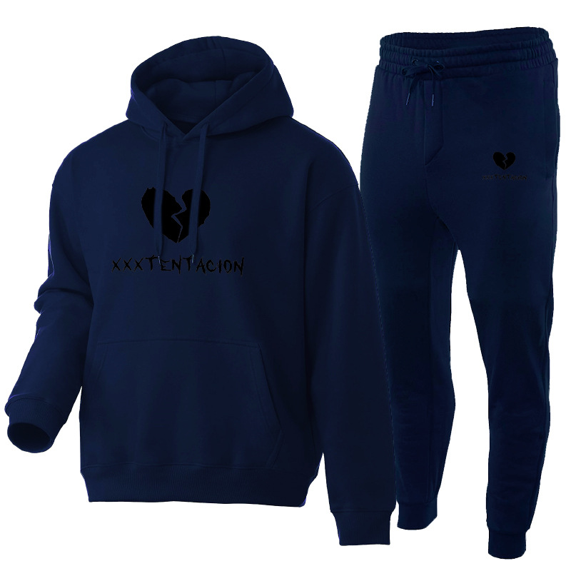 Xxxtentacion bedrucktes Hoodie-Set aus Herrenpullover, Hose und weicher Sportbekleidung_voghion.com