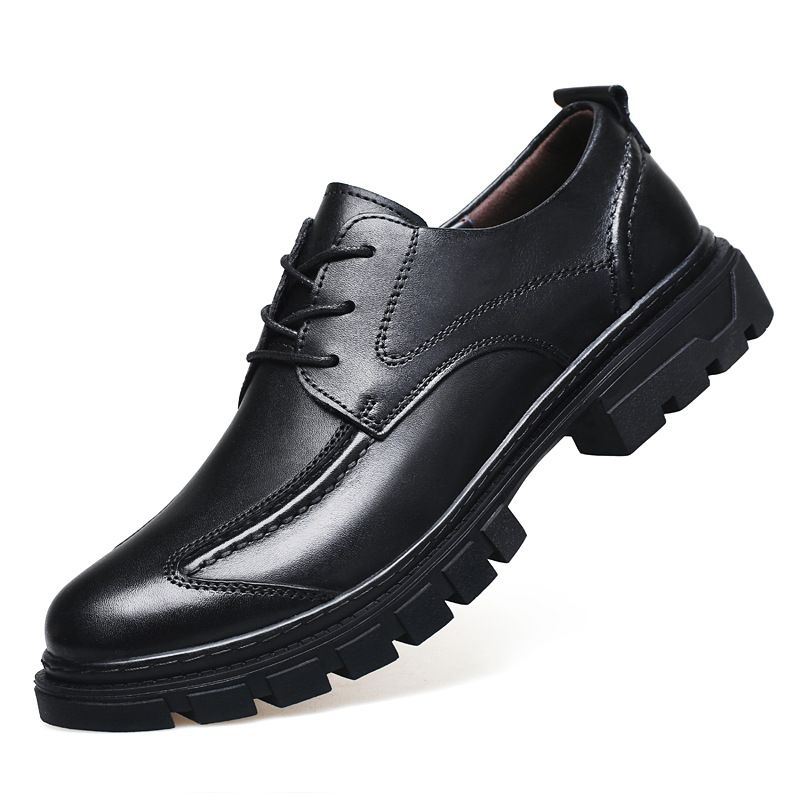 Large Size 45 46 47 Autumn Winter New Business Casual Men's Genuine Leather Soft Sole Derby Shoes_voghion.com