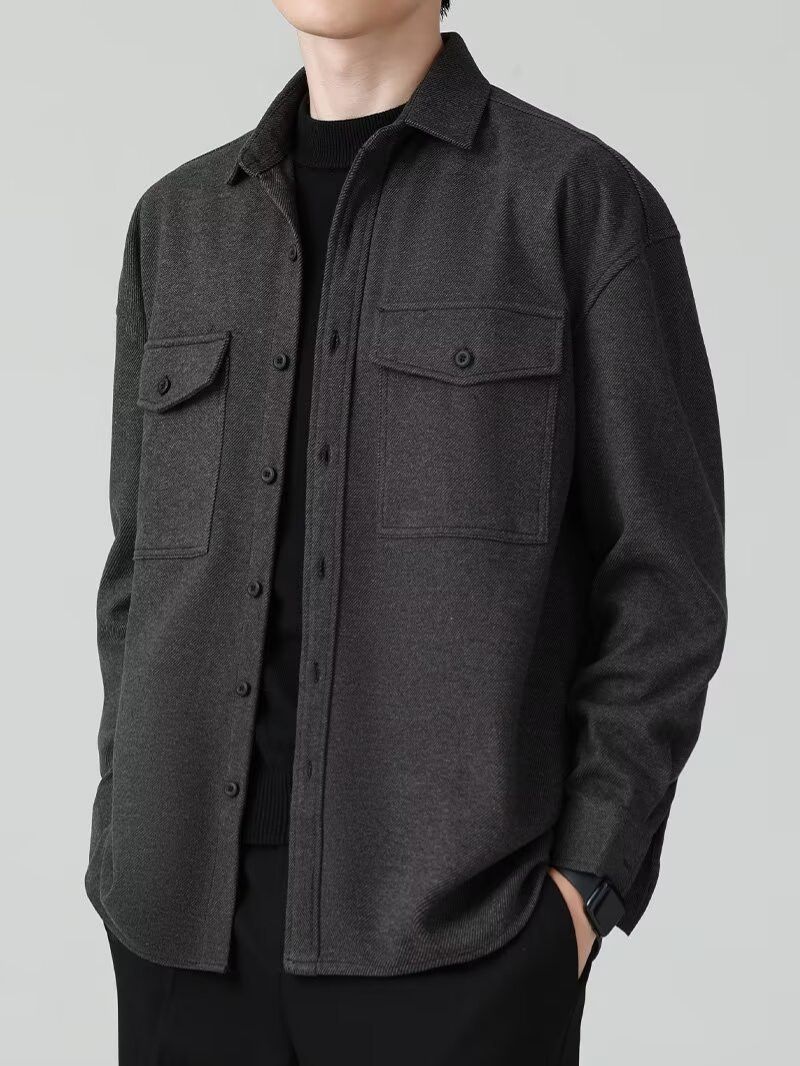 New Workwear Woolen Men's Spring And Autumn American Style Loose Jacket Long Sleeve Shirt Men_voghion.com