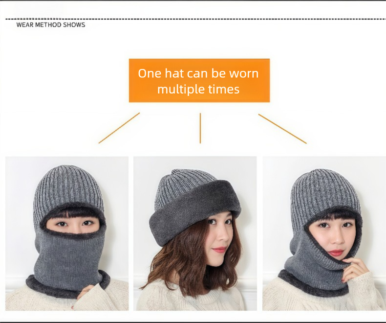 Sciarpa con cappuccio monopezzo per ciclismo autunno inverno all'aperto antivento protezione dal freddo paraorecchie pile spesso caldo cappello lavorato a maglia_voghion.com