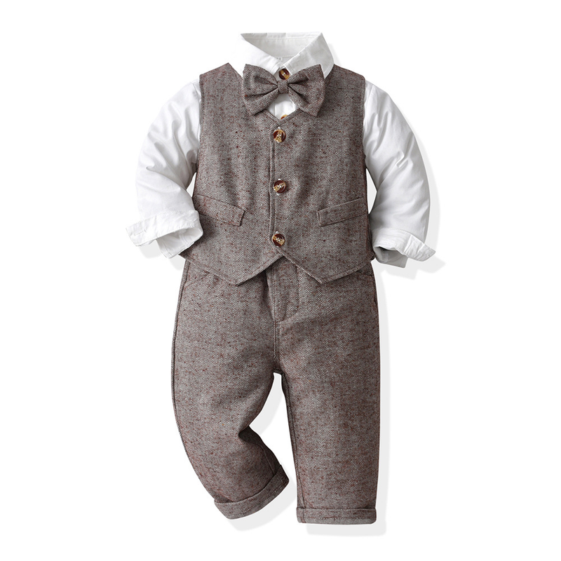 Kinderkleidung Frühling Jungen Weste Gentleman Kleid Neuer Kinderanzug Langarm Weißes Hemd Overalls Laufsteg Geburtstagsleistungskleidung_voghion.com