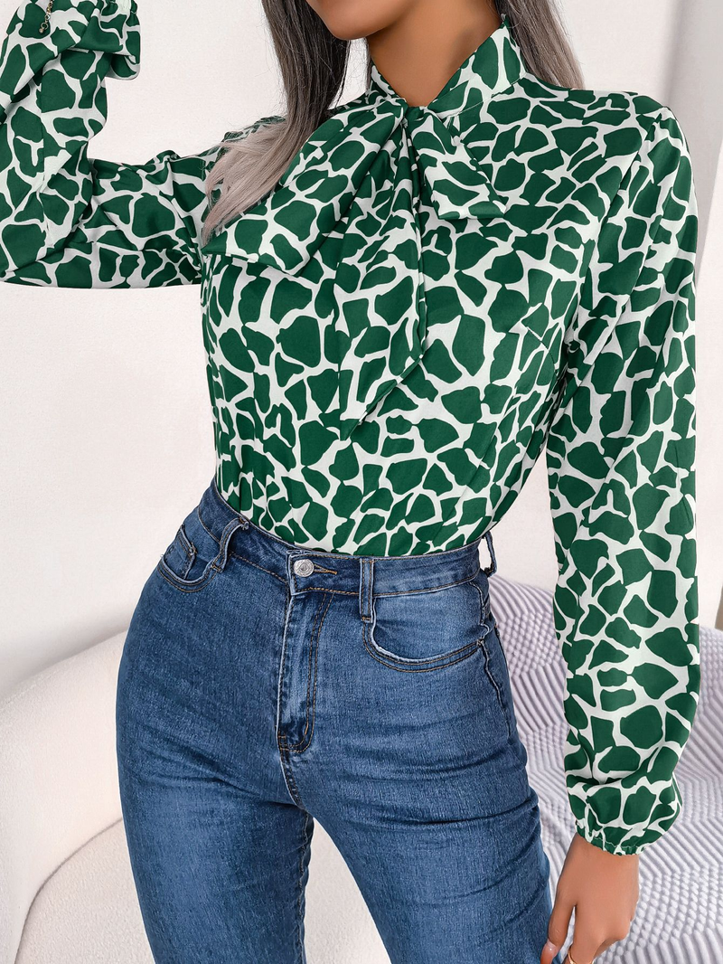 Women's fashion lantern sleeve chiffon top_voghion.com