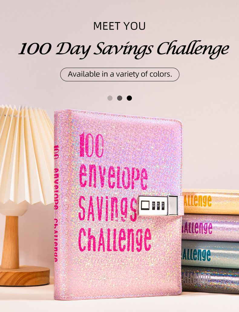 Cadernos recarregáveis A5 com folhas soltas e cadeado com senha para casais, desafio de economia de 100 dias, caderno com folhas soltas para economizar dinheiro_voghion.com