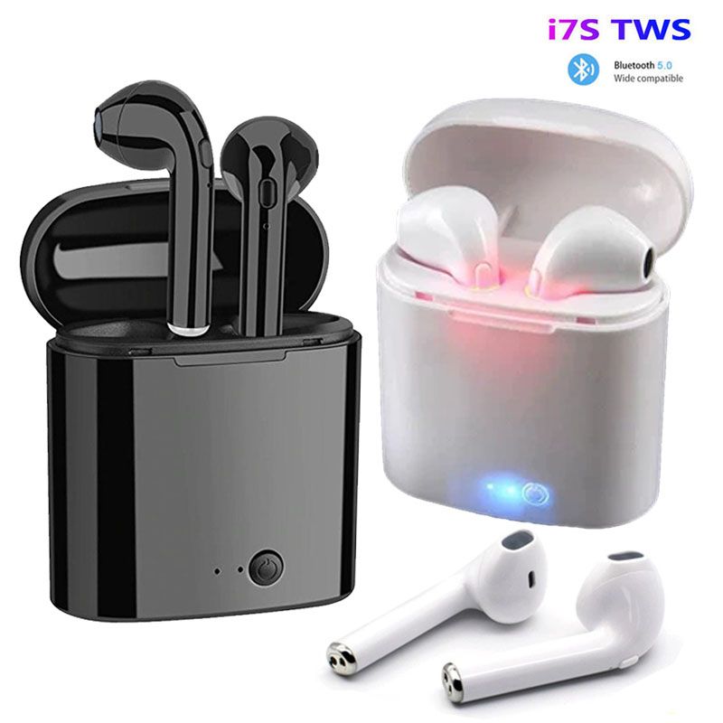 TWS i7S trådlösa hörlurar Bluetooth-hörlurar med laddningsbox Öronsnäckor för smarttelefon Xiaomi Samsung_voghion.com