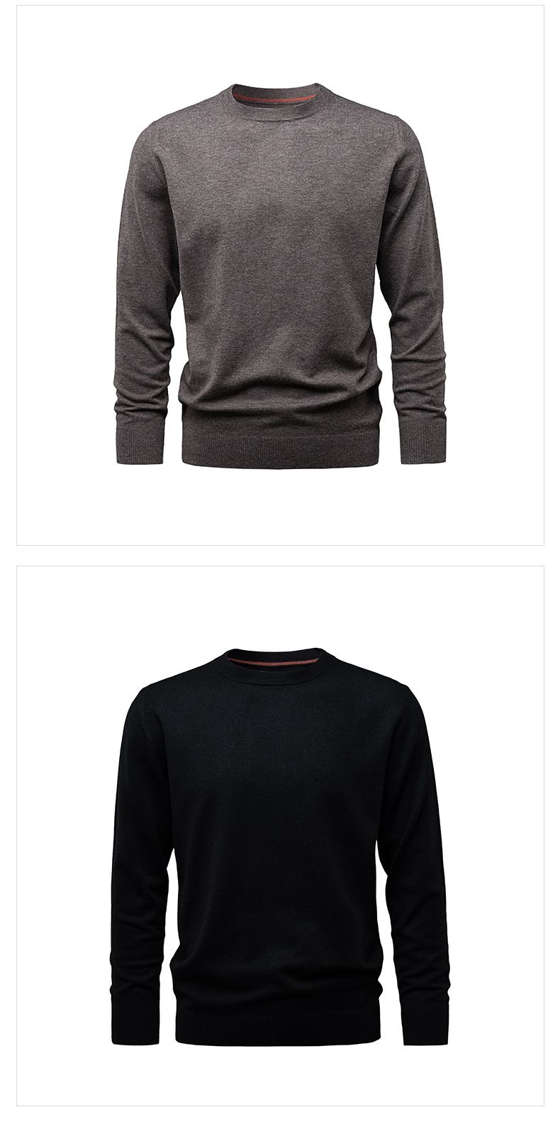 Herren-Freizeitpullover mit Rundhalsausschnitt – Weicher Strickpullover aus Wollmischung (Weiß/Schwarz/Braun/Beige/Camel) – M bis 4XL_voghion.com