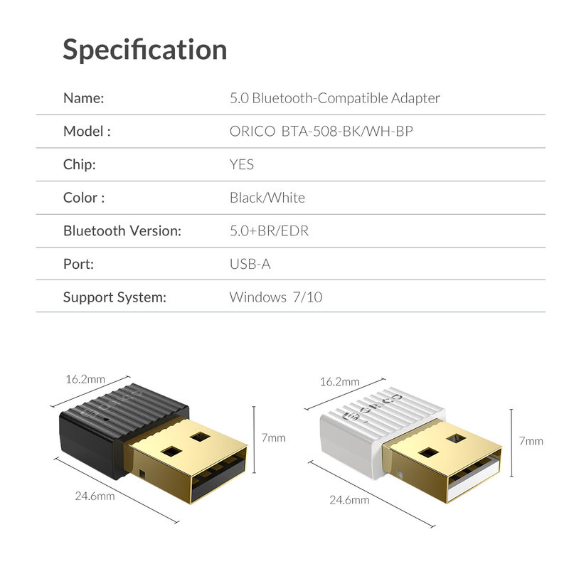 ORICO USB Bluetooth 5.0 Dongle Adapter Mini Wireless Mouse Music Audio Receiver Transmitter for PC Speaker Mouse Laptop_voghion.com