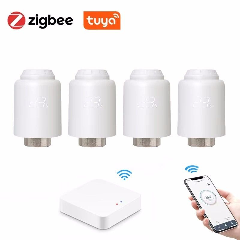 Tuya ZigBee Heizkierper Aktuator Thermostat Smart TRV Thermostat Vae Temperaturregler Ënnerstëtzung Alexa Google Home_voghion.com