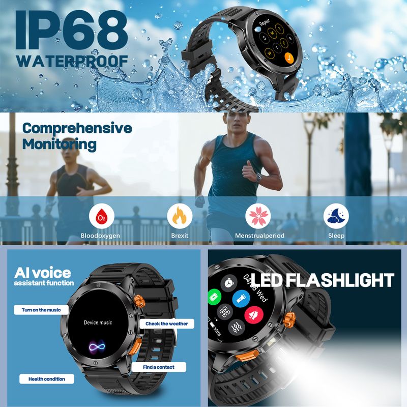 V21 Smart Outdoor Three-Proof Sports Men's Watch Bluetooth Call Running Glory Fit_voghion.com
