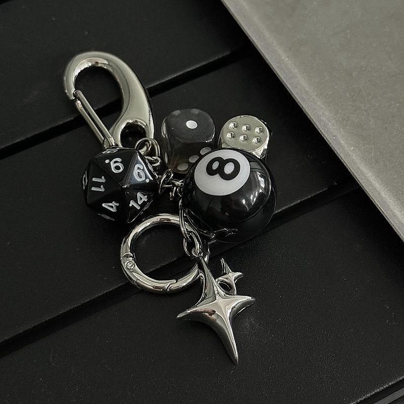 Men And Women's Jewelry Ironworks Original Dice Black 8 Beaded Bag Charm Handmade Trendy Design Keychain Accessory For Outfit Styling_voghion.com