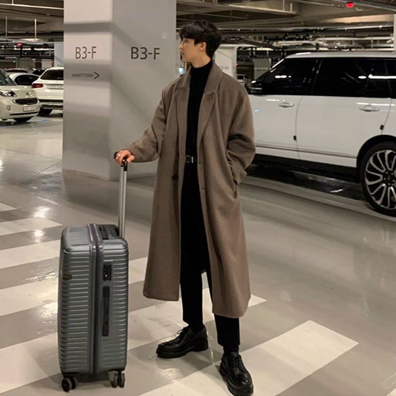 Men’s Double-Layer Wool Overcoat – Korean Style Long Trench Coat With Premium Feel_voghion.com