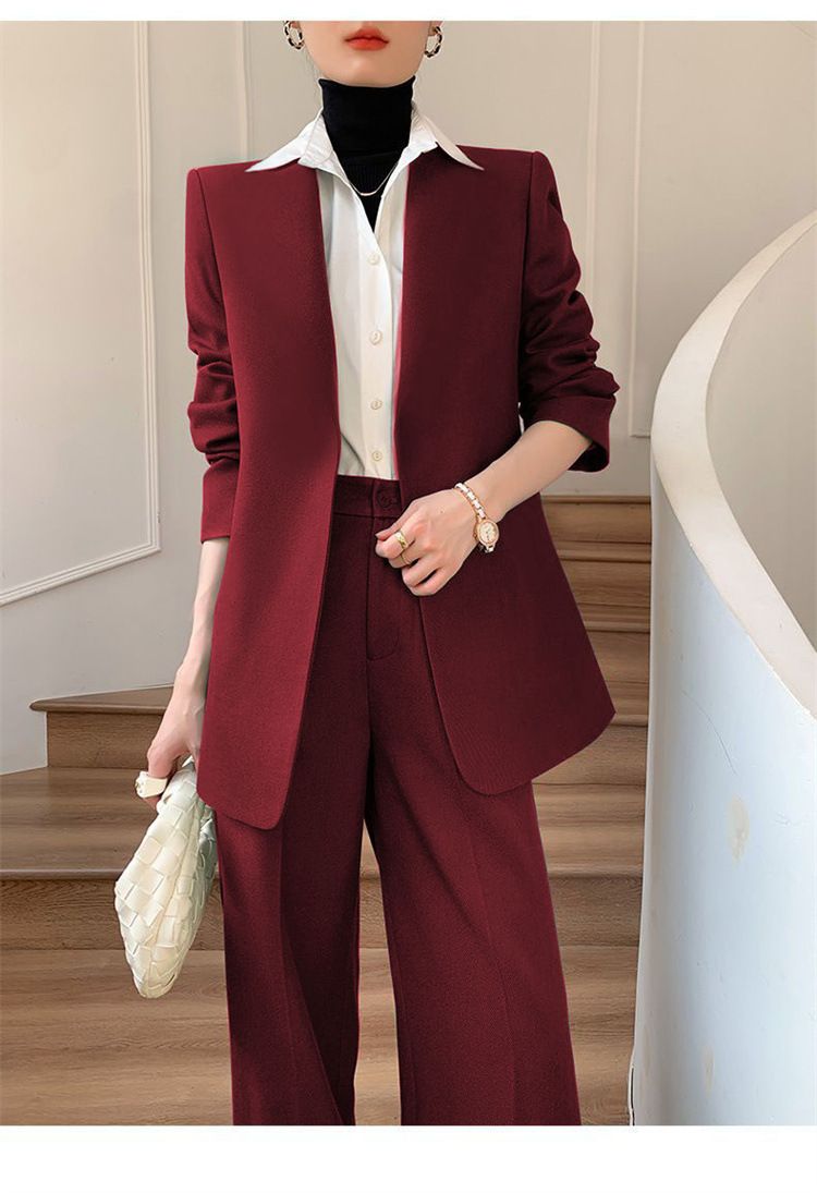 Damenbekleidung Königsblauer Anzug Zweiteiliger Anzug Anzug im neuen Stil im Pendlerdesign für Damen Mehrere Farben optionale Anzugjacke_voghion.com