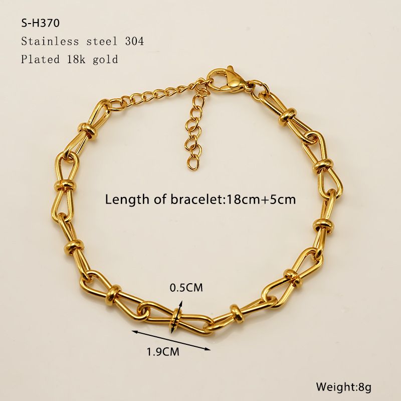 Women's Jewelry Personality Titanium Steel Electroplating K Color Preserving Bracelet Female Metal Fashionable Ins Oval Bracelet_voghion.com