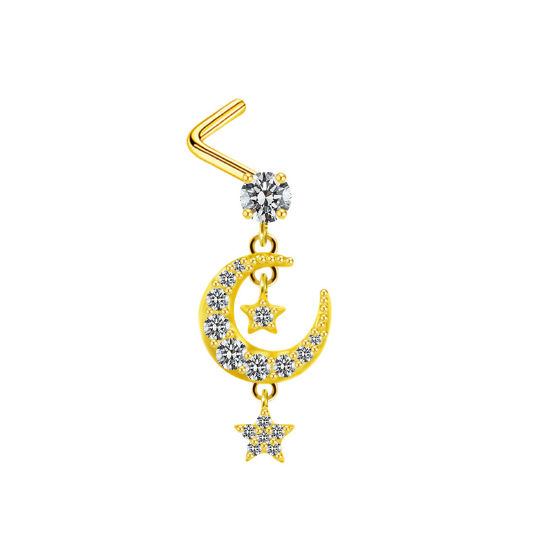 Piercing pentru nas, unghie de nas în formă de inimă, pandantiv cu cinci stele, diamant transfrontalier european și american, unghie de nas, unghie de nas, știft pentru nas_voghion.com