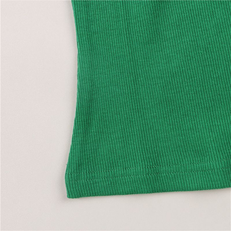 Sommer-T-Shirt mit Rippenmuster, ärmellos, kurz und sexy, Slim Fit_voghion.com