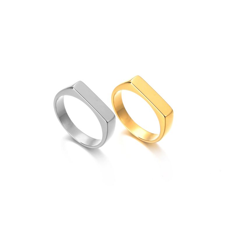 Anello quadrato personalizzato in stile semplice con incisione per coppia, gioielli in acciaio inossidabile, spedizione diretta_voghion.com