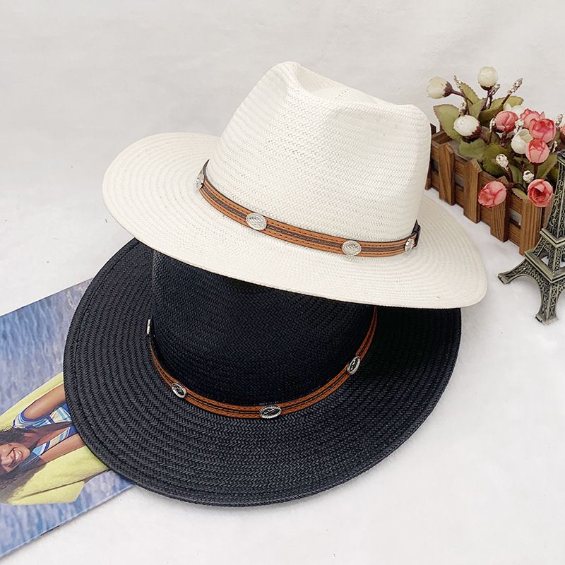 nuovo cappello da spiaggia parasole da uomo e da donna estivo da viaggio protezione solare cappello da cowboy occidentale cappello di paglia_voghion.com