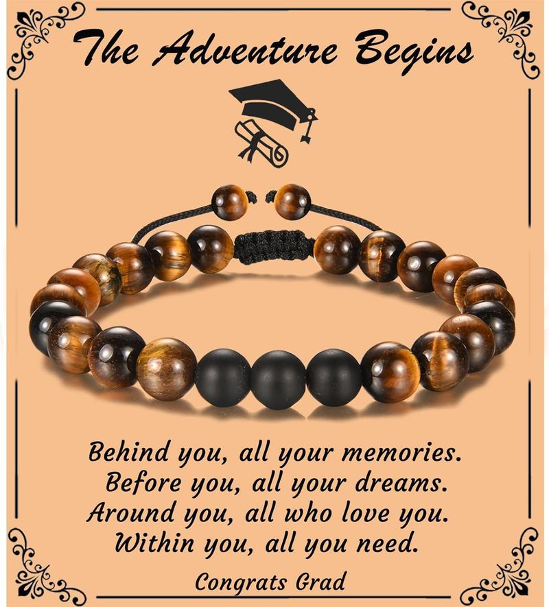 Geburtstag Student Graduierung Saison Geschenk Schmuck Tiger Eye Frosted Stone Herren Armband Perlen_voghion.com