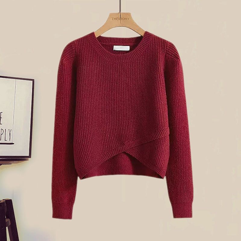 Completo maglione e gonna in maglia da donna - Elegante pullover a maniche lunghe con gonna midi, completo casual da ufficio, disponibile in taglie forti_voghion.com