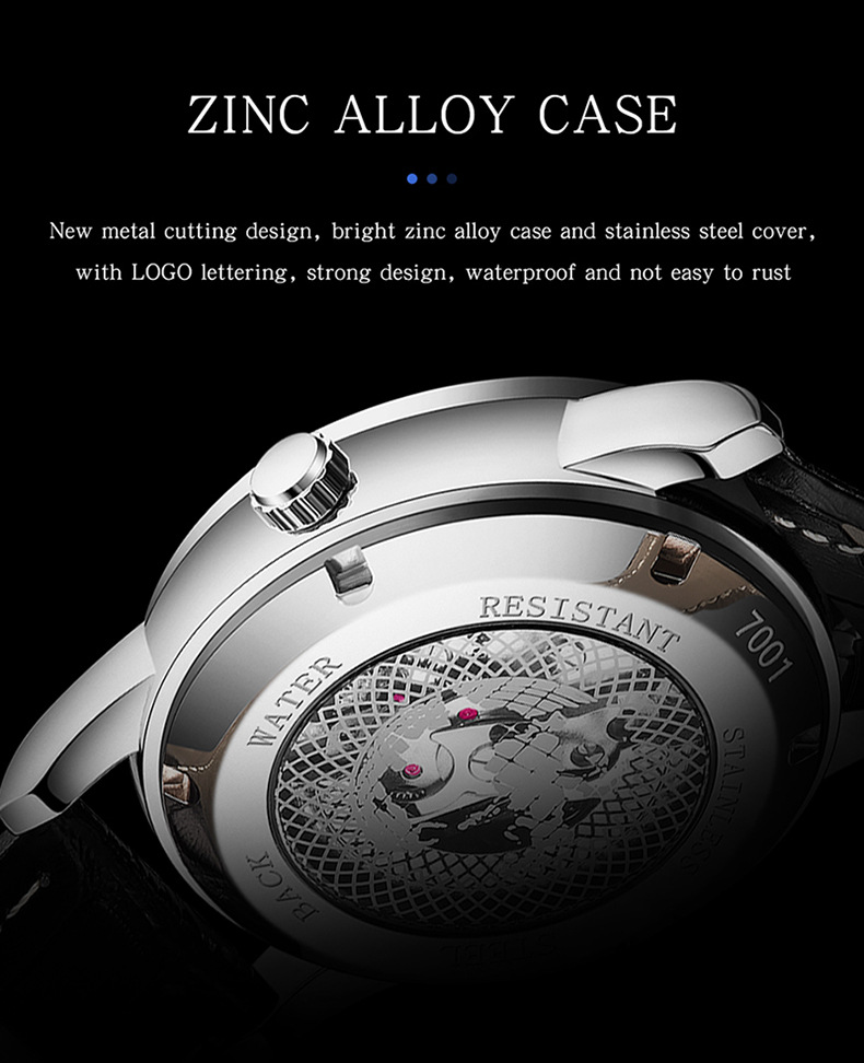 Montre mécanique automatique pour homme avec cadran étoilé rotatif, aiguilles lumineuses, étanche jusqu'à 30 m, fermoir en acier inoxydable, bracelet en cuir véritable_voghion.com