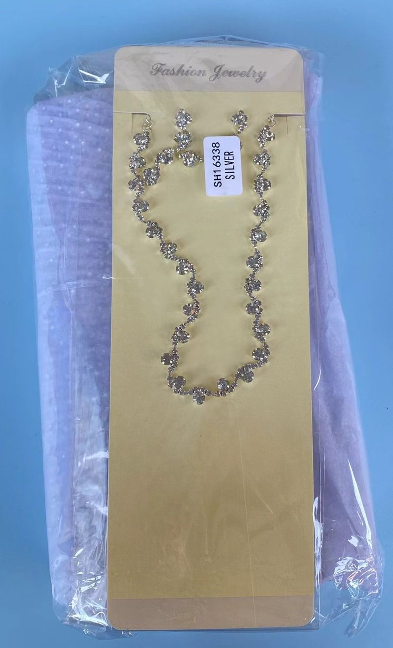 Borse da sera da donna, set elegante con collana, orecchini, onda, diamante, strass, collana semplice, borsa da cena da donna, set di tre accessori_voghion.com