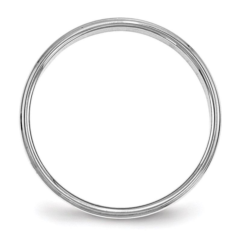 14k White Gold 4mm Flat With Step Edge Wedding Band Size 5_voghion.com