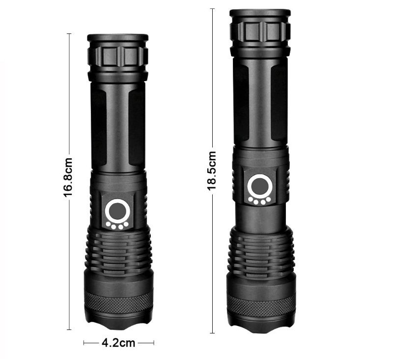 LED svítilna XHP70 - hliníková slitina, zoomovací taktická svítilna s dlouhým dosahem, dobíjecí baterií a displejem napájení pro outdoor, kempování a turistiku_voghion.com