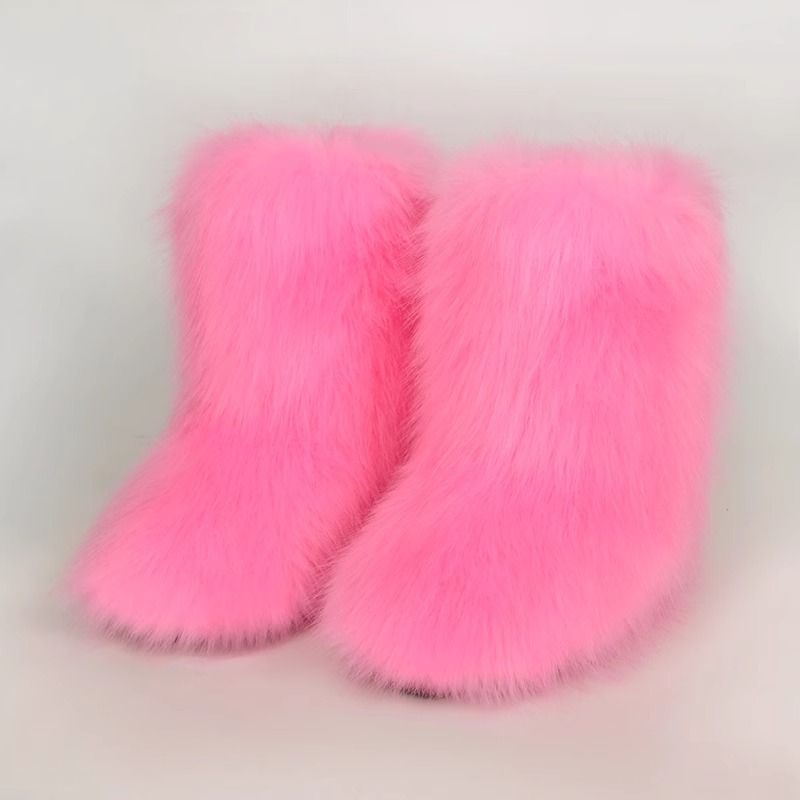 Winter snow boots Women's outer wear warm non-slip cross-border long fur mid-calf raccoon fur y2g fur boots_voghion.com