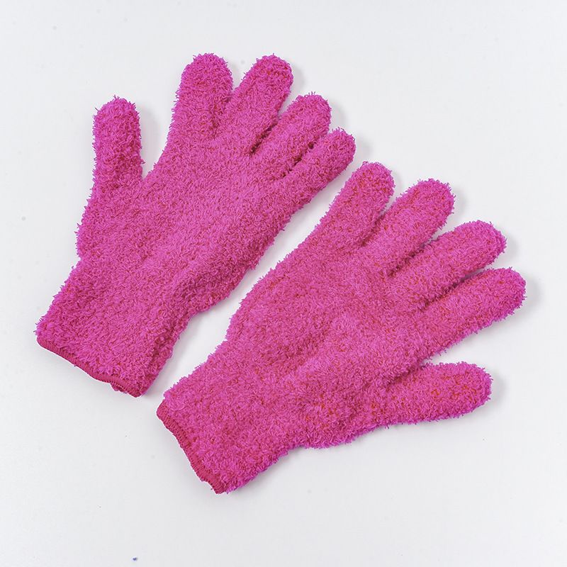 Microfiber Dust Removal Coral Fleece Car Wash Cleaning Solid Color Five-Finger Household Absorbent Hair Drying Gloves_voghion.com
