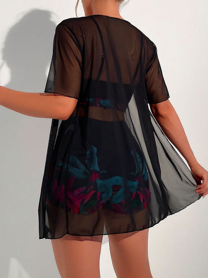 Maillot de bain trois pièces taille haute pour femme_voghion.com