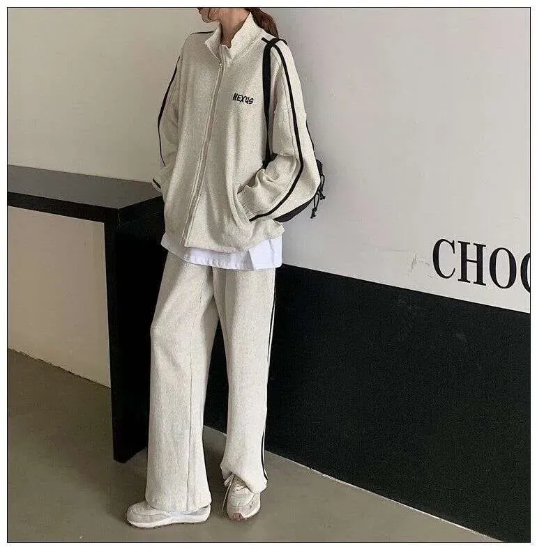 Ensemble deux pièces de sport pour femmes, style coréen, coupe slim et ample, idéal pour le printemps et l'automne à Dongdaemun._voghion.com