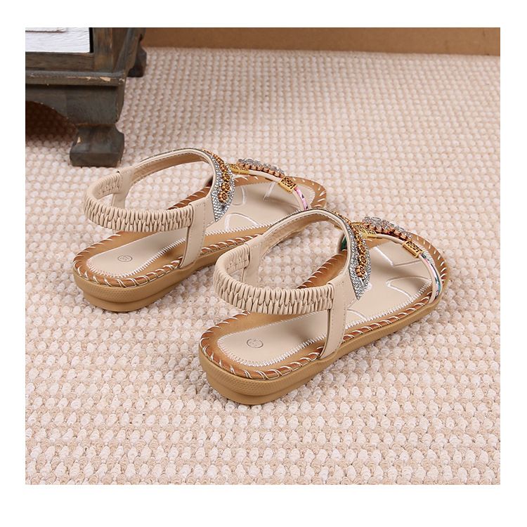 Sandal Female Summer Rhinestones Flat Round Head Fish Mouth Open Toe Cool_voghion.com