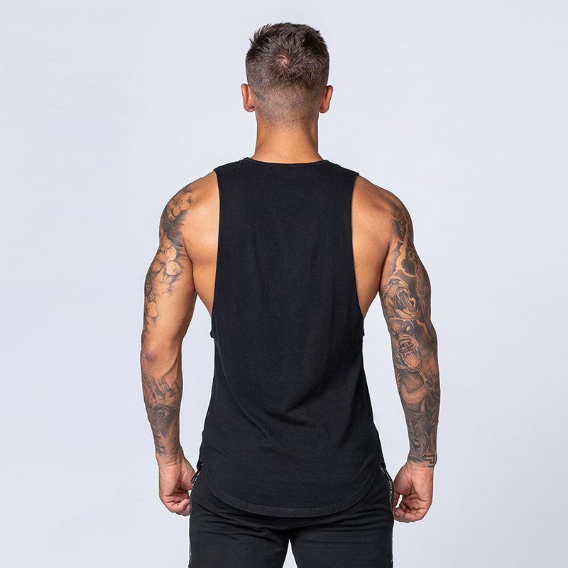 Herren-Fitness-Baumwollweste, atmungsaktives Unterhemd für den Sommersport, schmal geschnittenes, ärmelloses Camisole-Trainingsoberteil_voghion.com