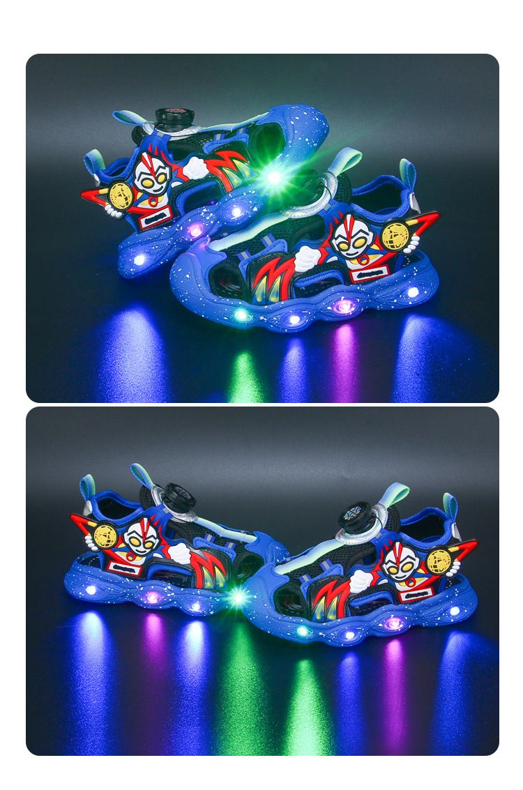 Kinder-Vorhautsandalen mit Lichtern, männliche 2024 Sommer neue Jungensandalen, kleine und mittlere Kinder Mesh_voghion.com