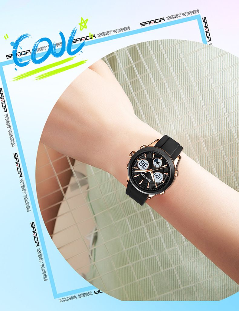Men's And Women's Sport Watch With Dual Display, Waterproof, Night Light, Multifunctional Digital Analog Watch For Swimming, Running, And Daily Wear_voghion.com