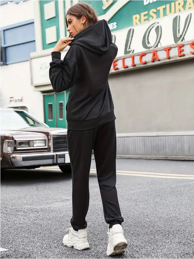 Women's Clothing Hooded Striped Patchwork Long Sleeved Women's Fashion Sports Two Piece Suit 0501 Printing_voghion.com