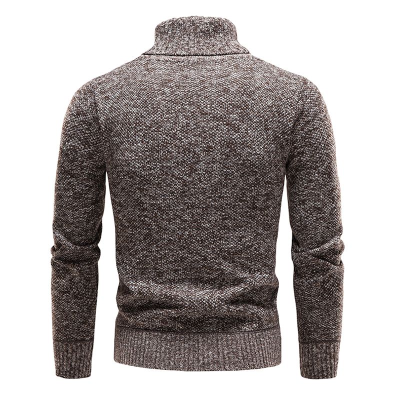 Maglione in pile autunno inverno da uomo, collo alto spesso, caldo, slim fit, abbigliamento da uomo, marchio di lusso, nero, marrone, elastico_voghion.com