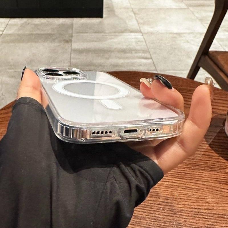 Funda magnética transparente original con carga inalámbrica MagSafe para iPhone 17, Air 16, 15, 14, 13, 12, 11 Pro Max, 7, 8 Plus_voghion.com