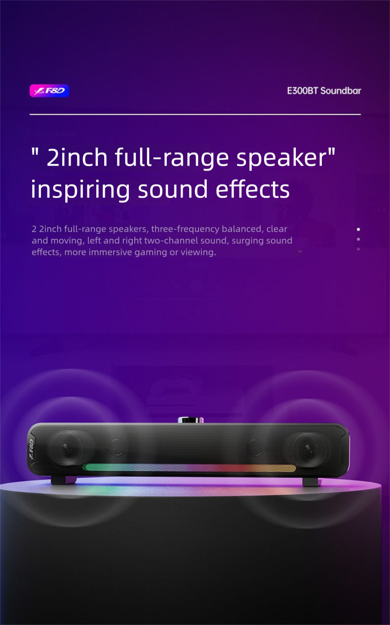 Fenda Computer Bluetooth Wired Small Stereo Desktop High Volume USB Gaming E-sports Speaker Long Strip_voghion.com