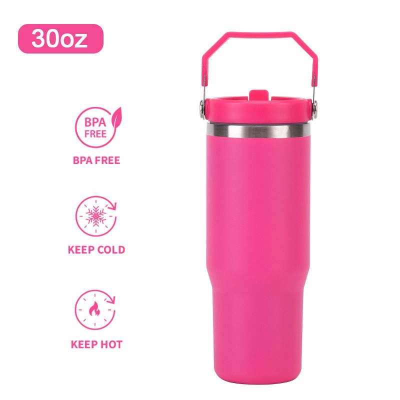 Thermos da 30 once Tazza portatile per auto Tazza per ghiaccio con cannuccia sottovuoto in acciaio inossidabile 304 Tazza termica portatile_voghion.com