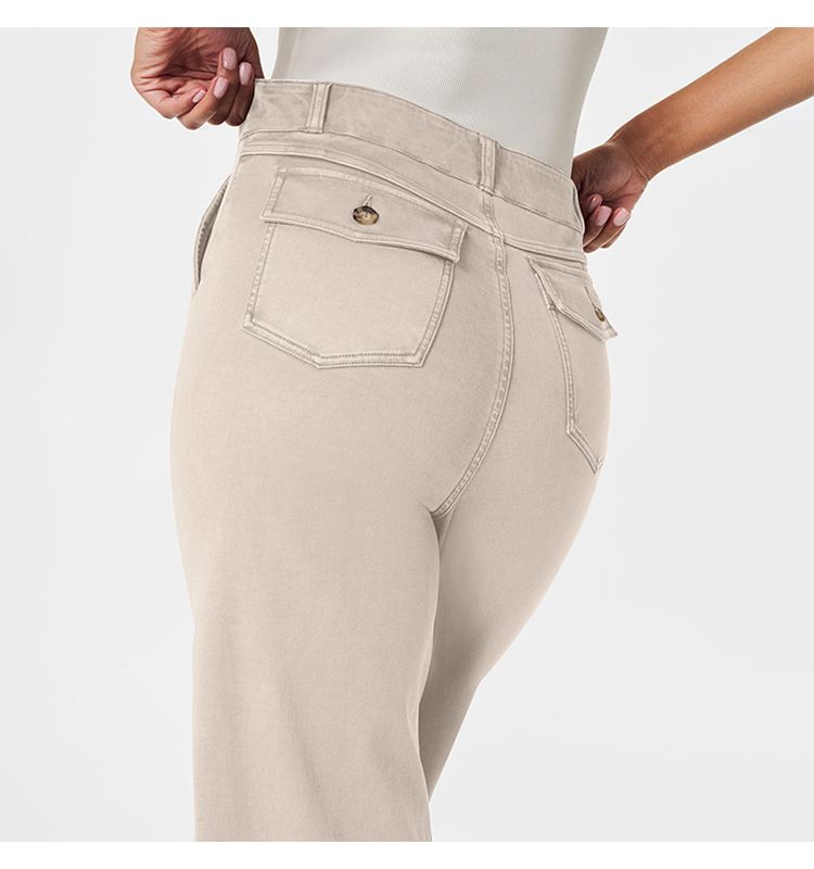 Ubrania damskie Luźne proste szerokie nogawki Spodnie typu Nine Point Jeans_voghion.com
