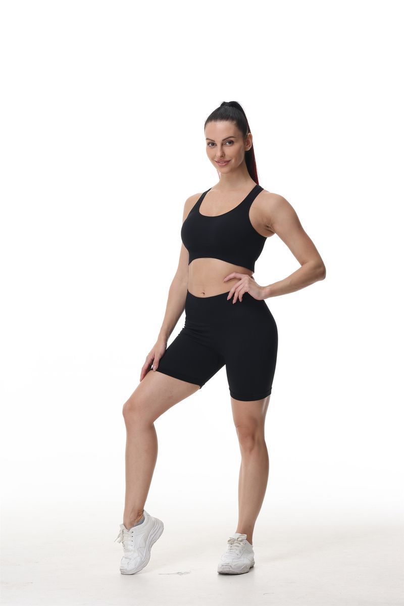 Backless Hollow Out Hip Lift Yoga Bra And Shorts Set_voghion.com