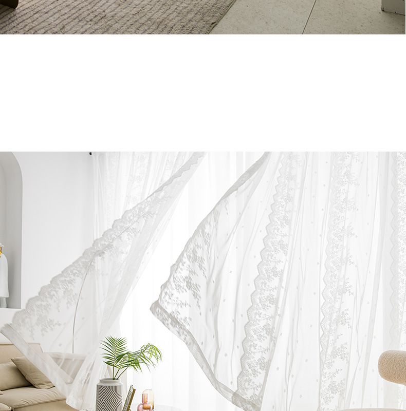 Rideau de porte transparent en dentelle coréenne – 80 % voile, crochets sans perçage, 140 x 100 cm, pour salon et chambre_voghion.com