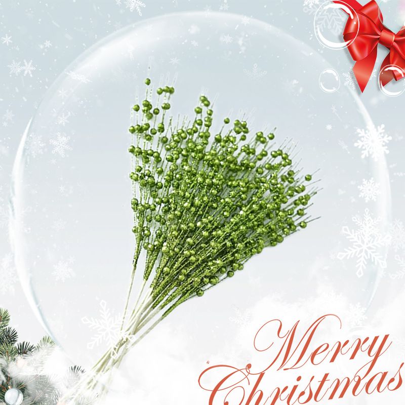 Chrëschtdekoratioun 43cm 12 Gabelen Goldpudderkugel Chrëschtbeemchenkranz Rattan Pailletten Goldpudder Beerenbëscher Spiisser_voghion.com