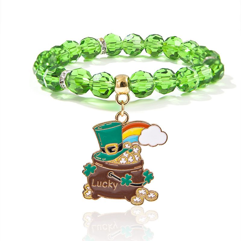 St. Patrick beaded bracelet niche pearl acrylic bracelet alloy pendant jewelry_voghion.com