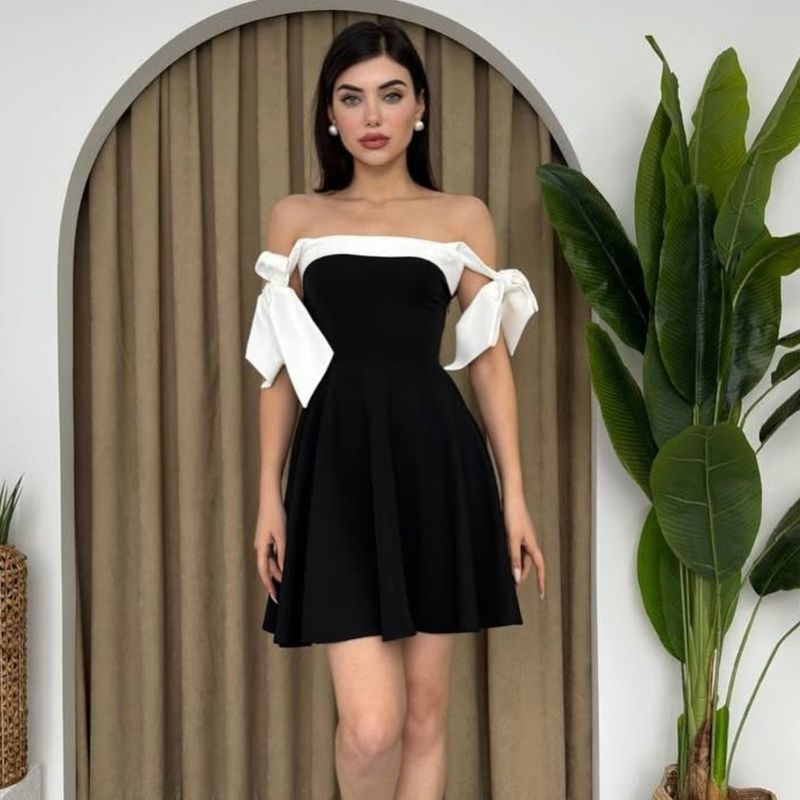 Elegante abito midi monospalla plissettato - Gonna estiva a trapezio con vita sottile per donna_voghion.com
