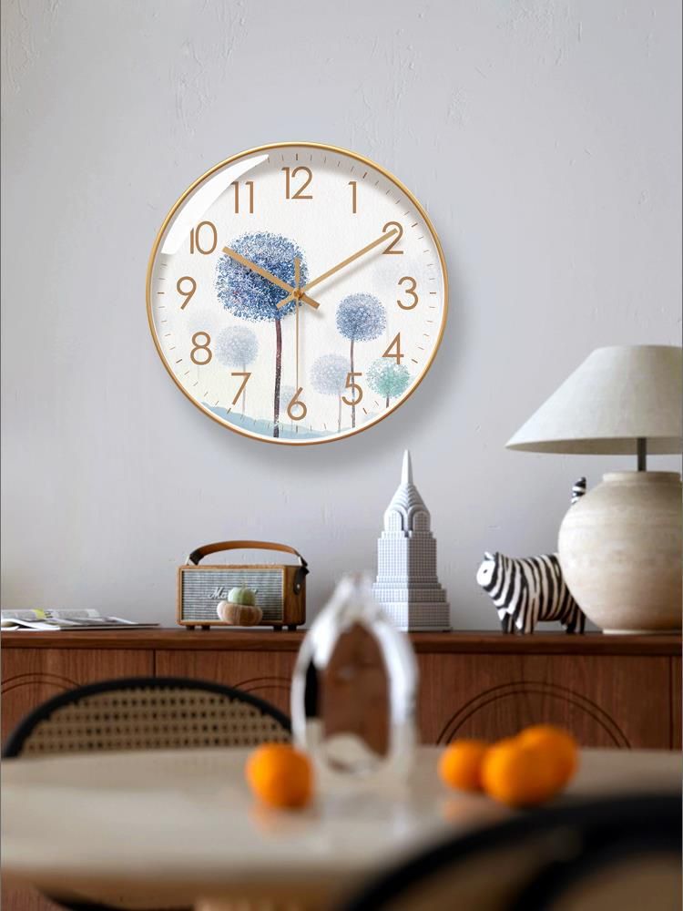 Orologio al quarzo silenzioso con secondi continui, stile pastorale, semplice, da parete, con fiore di tarassaco, Yipula 6260_voghion.com