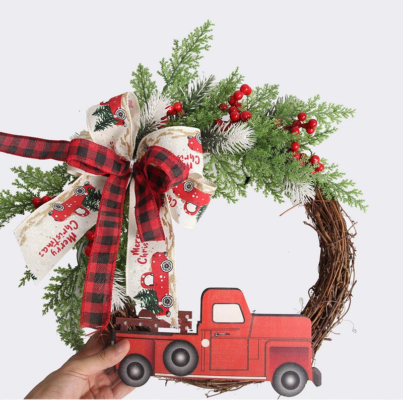 Ghirlanda di simulazione natalizia ciondolo ad anello in rattan decorazioni natalizie fiocco per auto rossa decorazione per appendere la porta_voghion.com