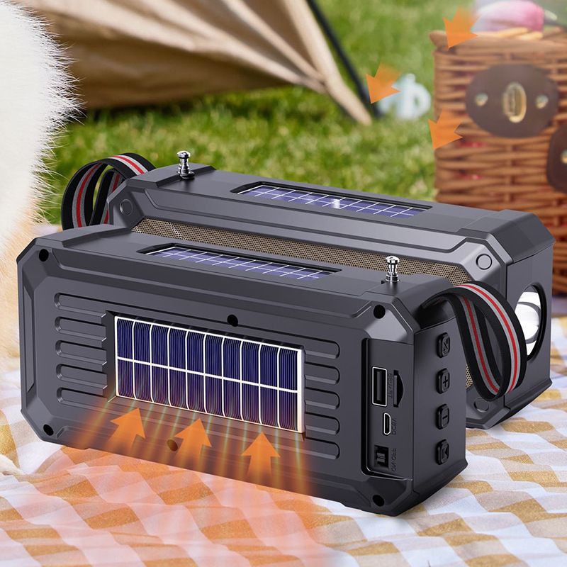 Dual Solar Bluetooth Speaker - Portable Outdoor & Desktop Speaker With Wireless Charging & TF Card Playback_voghion.com