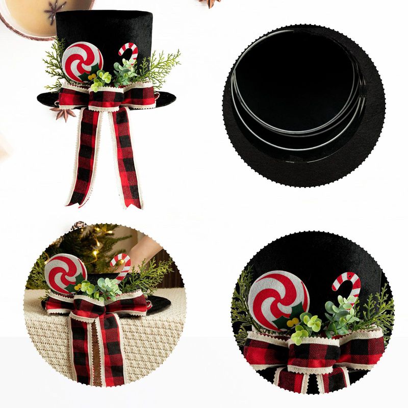 Black With Hat Bow Christmas Decoration Tree Top Star_voghion.com